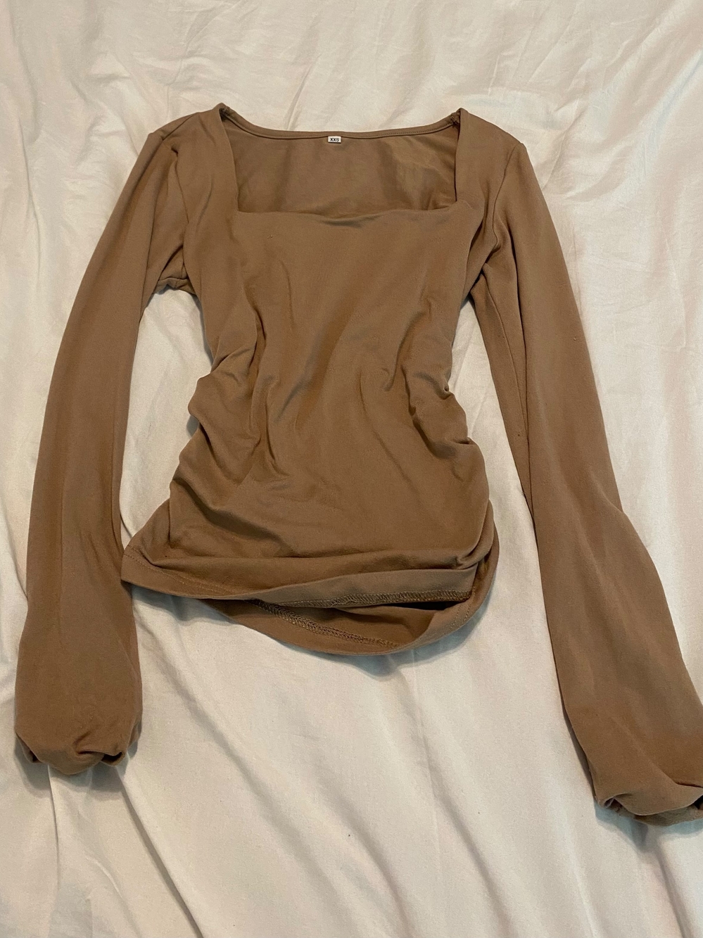 Square-Neck Long Sleeve Top in Brown
